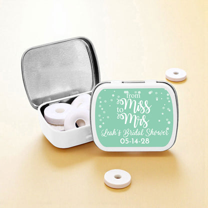 Bridal Shower Personalized Empty Mint Candy Tins (Set of 12)