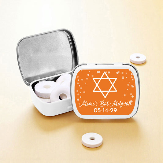 Bar/Bat Mitzvah Personalized Empty Mint Candy Tins (Set of 12)