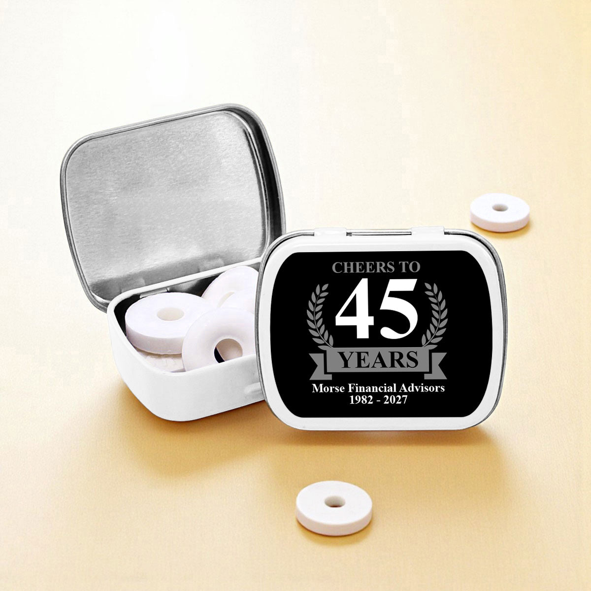 Cheers To Years Personalized Empty Mint Candy Tins (Set of 12)