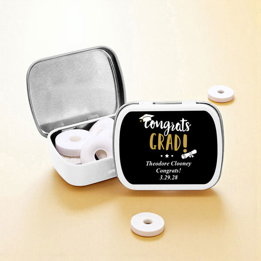Congrats Grad Personalized Empty Mint Candy Tins (Set of 12)