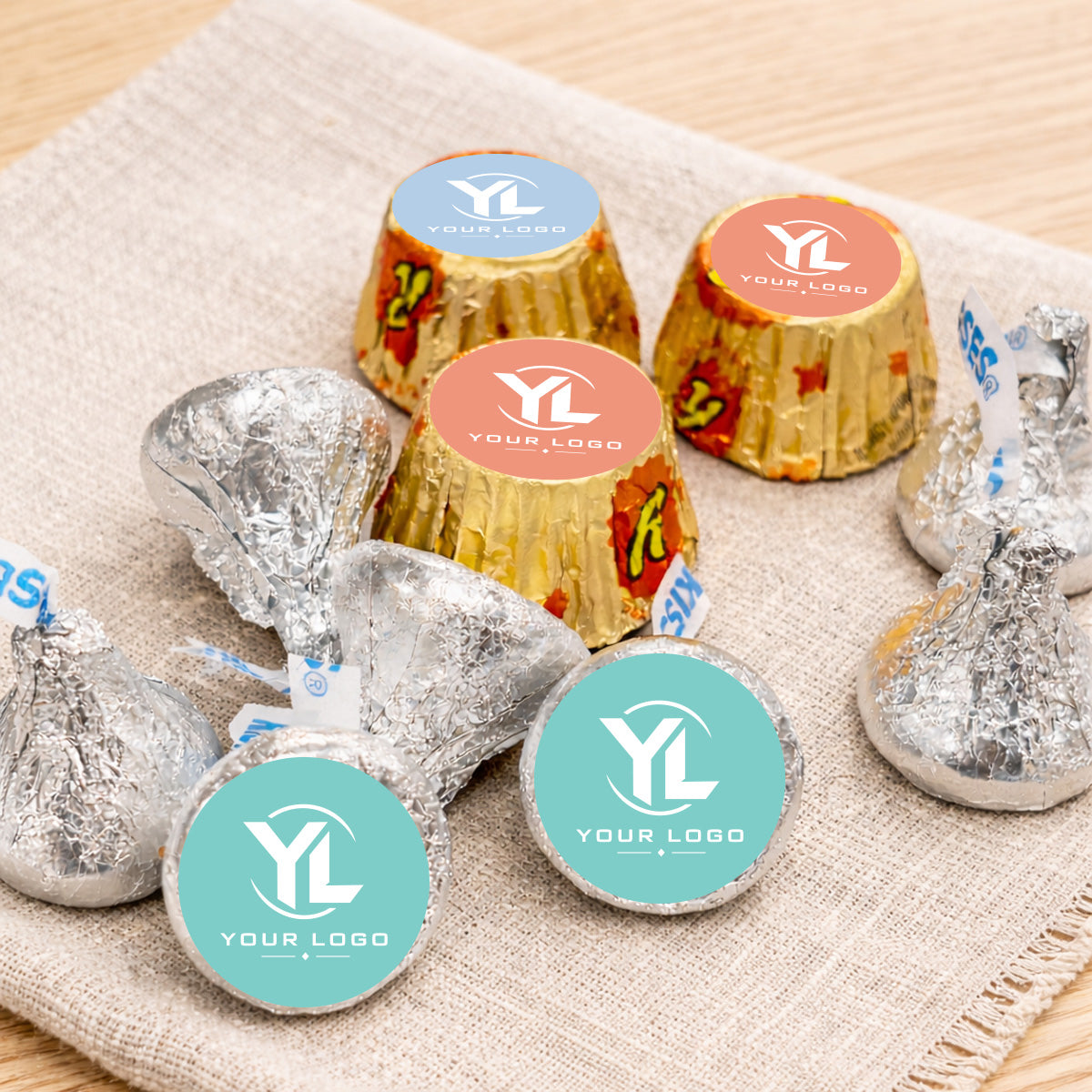 Your Logo Personalized Kisses & Reese's Candy Labels (Set of 100)