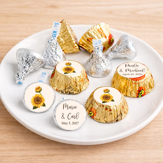 Sunflower Personalized Kisses & Reese's Candy Labels (Set of 100)