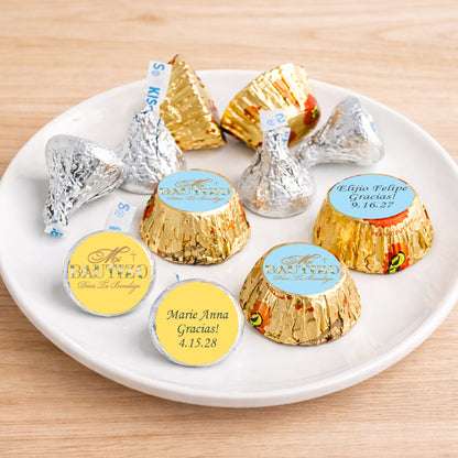 Mi Bautizo Personalized Kisses & Reese's Candy Labels (Set of 100)