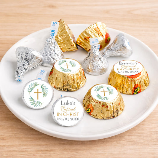 Confirmed In Christ Personalized Kisses & Reese's Candy Labels (Set of 100)