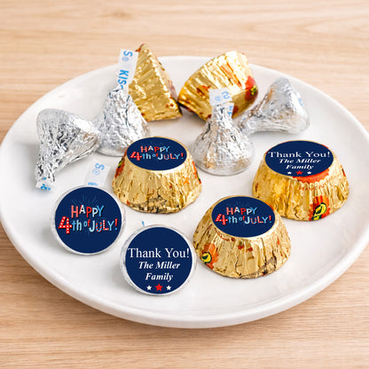 Fourth Of July Personalized Kisses & Reese's Candy Labels (Set of 100)