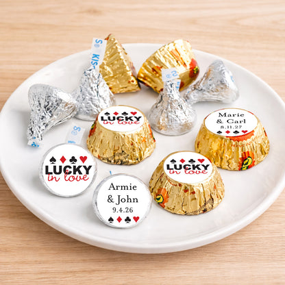 Lucky In Love Vegas Personalized Kisses & Reese's Candy Labels (Set of 100)