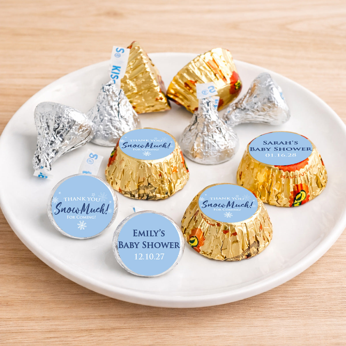 Thank You Snow-Much! Personalized Kisses & Reese's Candy Labels (Set of 100)