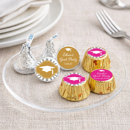 Graduation Cap Personalized Kisses & Reese's Candy Labels (Set of 100)