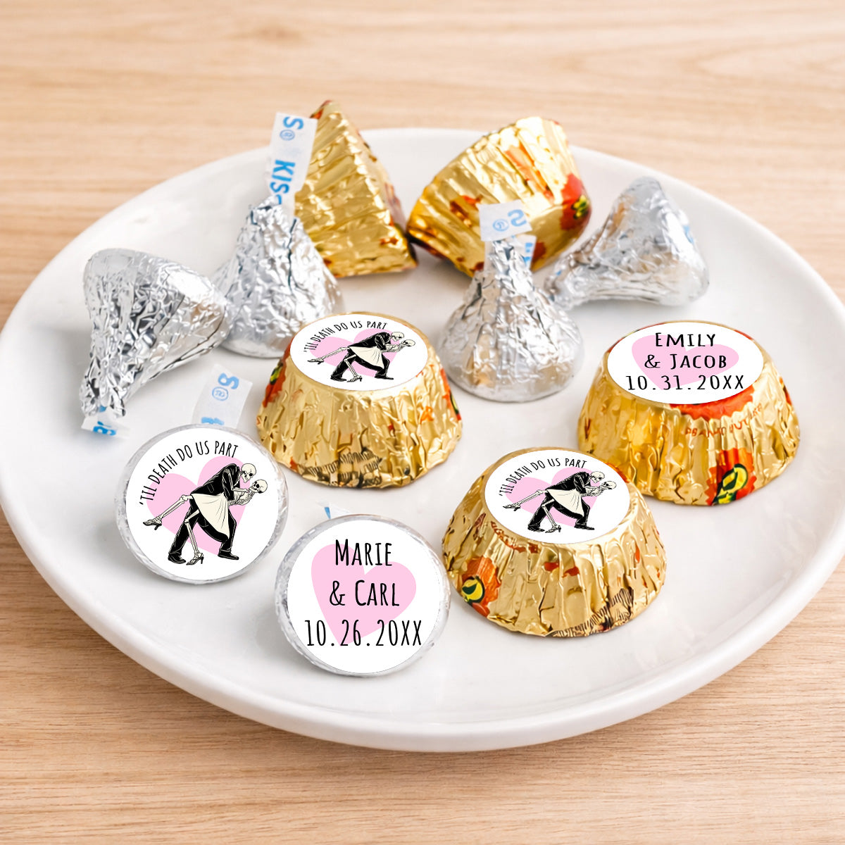 Til Death Do Us Part Personalized Kisses & Reese's Candy Labels (Set of 100)