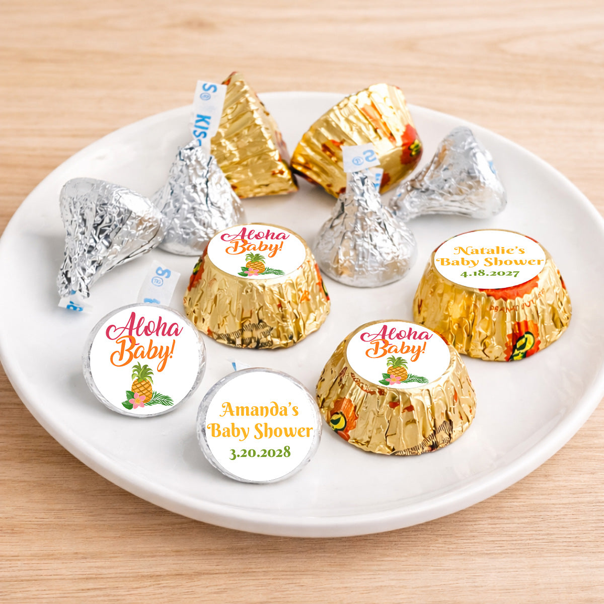 Aloha Baby Personalized Kisses & Reese's Candy Labels (Set of 100)