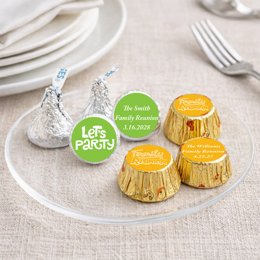 Family Reunion Personalized Kisses & Reese's Candy Labels (Set of 100)
