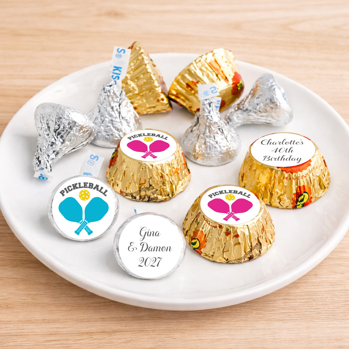Pickleball Personalized Kisses & Reese's Candy Labels (Set of 100)
