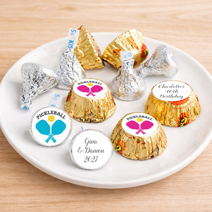 Pickleball Personalized Kisses & Reese's Candy Labels (Set of 100)