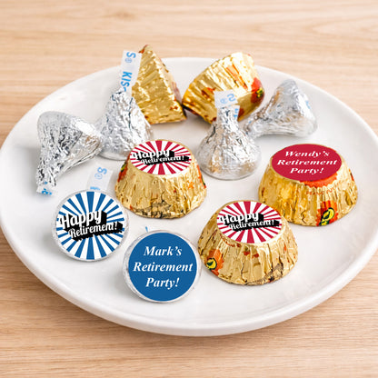 Happy Retirement Personalized Kisses & Reese's Candy Labels (Set of 100)
