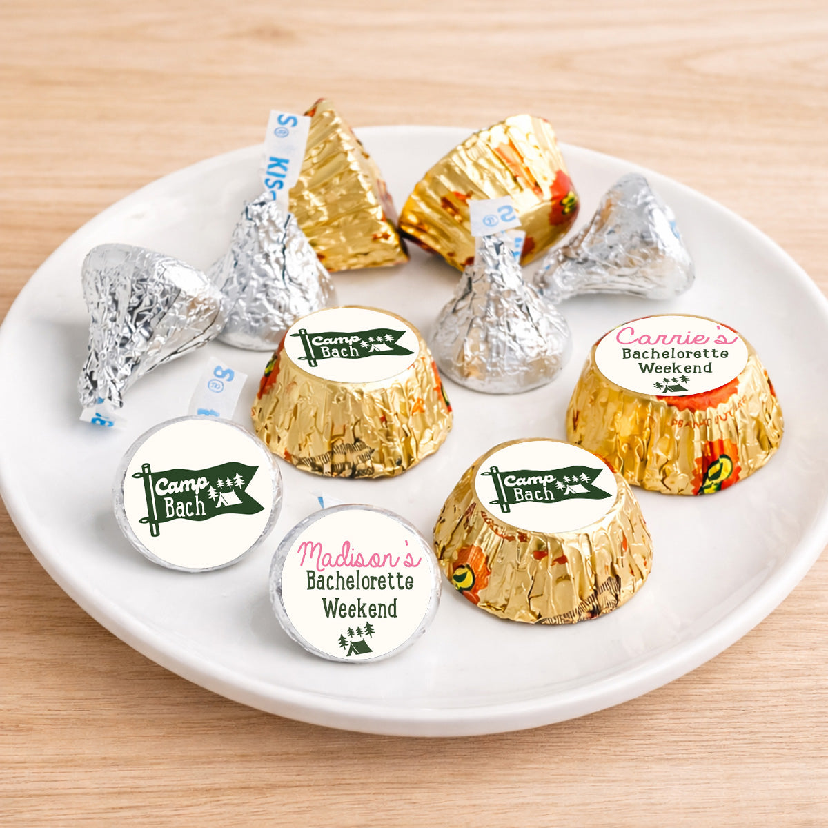 Camp Bach Personalized Kisses & Reese's Candy Labels (Set of 100)