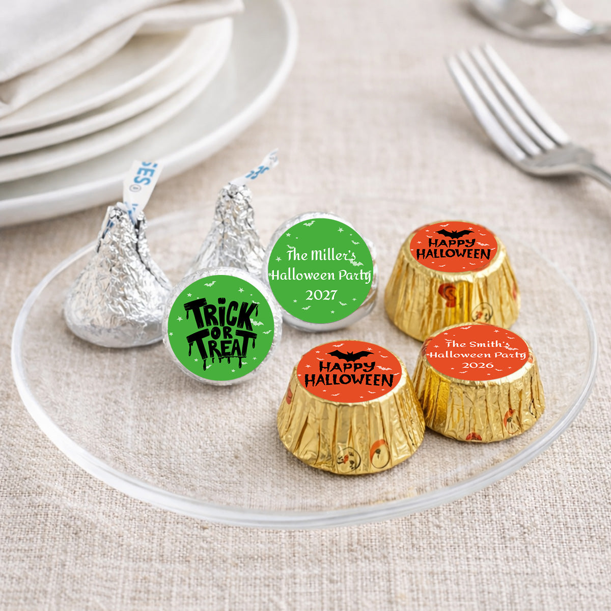 Halloween Personalized Kisses & Reese's Candy Labels (Set of 100)