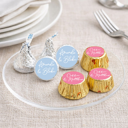 Couple Names Personalized Kisses & Reese's Candy Labels (Set of 100)
