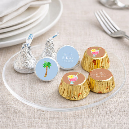 Beach Summer Personalized Kisses & Reese's Candy Labels (Set of 100)