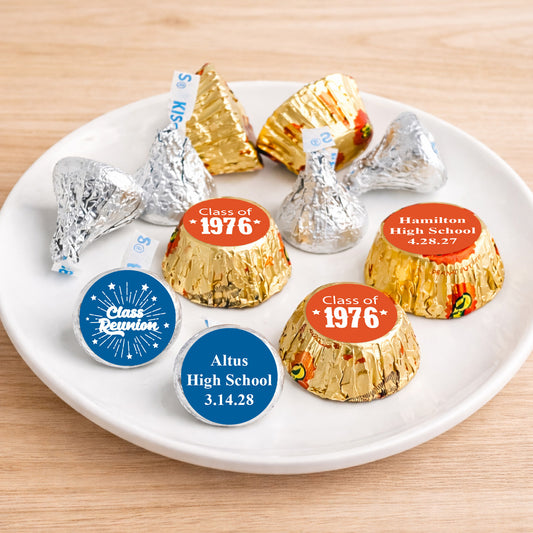 Class Reunion Personalized Kisses & Reese's Candy Labels (Set of 100)