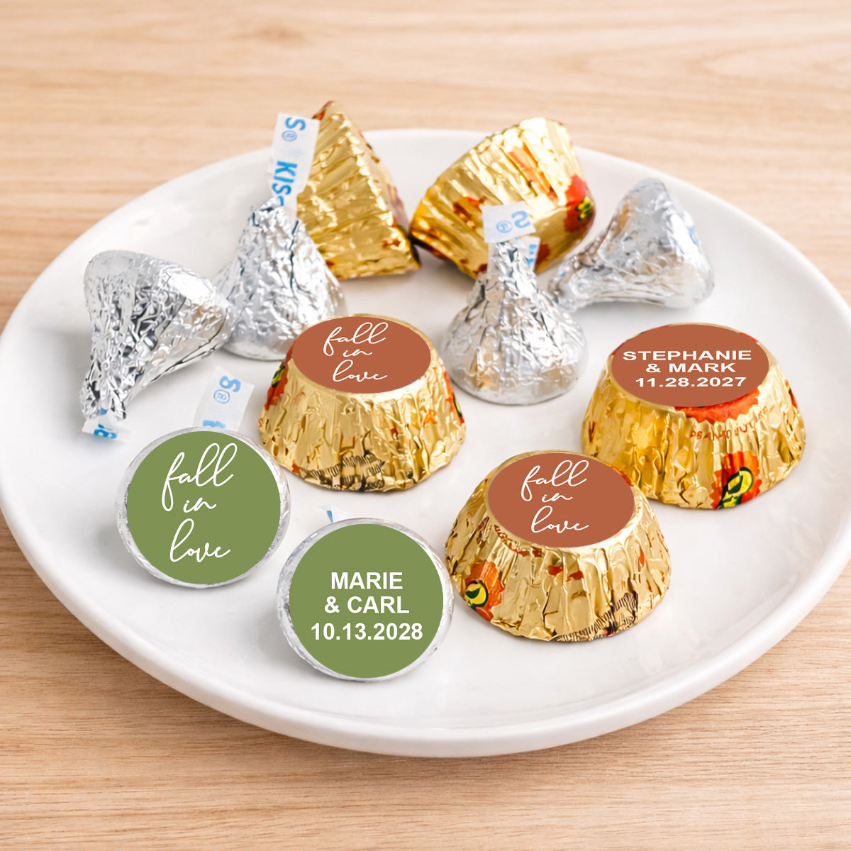 Fall In Love Personalized Kisses & Reese's Candy Labels (Set of 100)