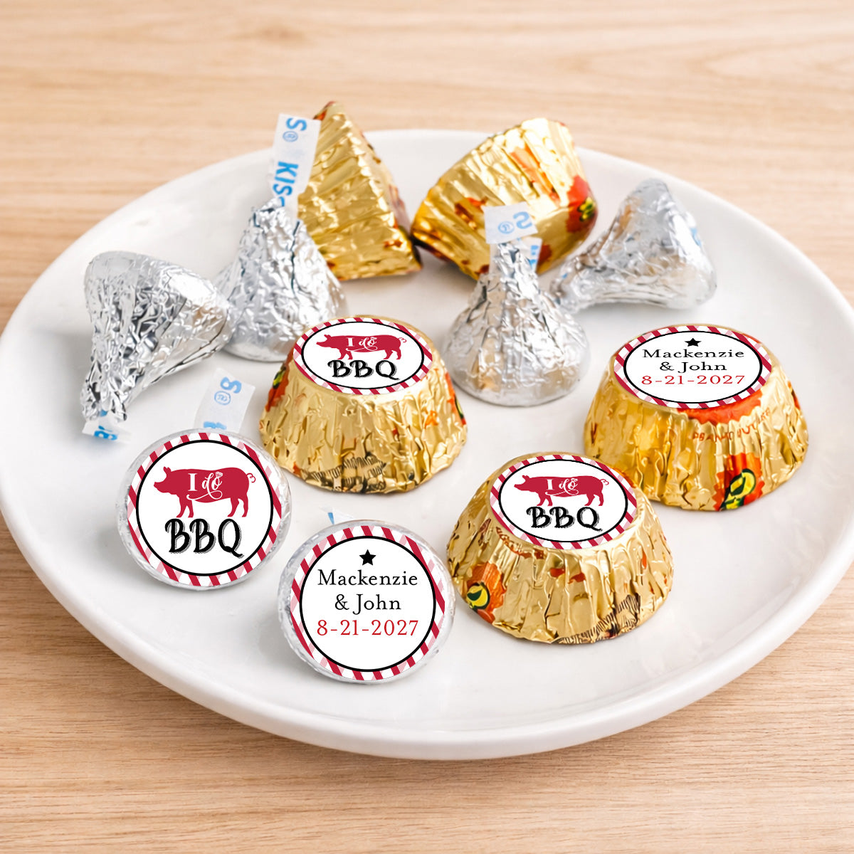 I Do BBQ Personalized Kisses & Reese's Candy Labels (Set of 100)
