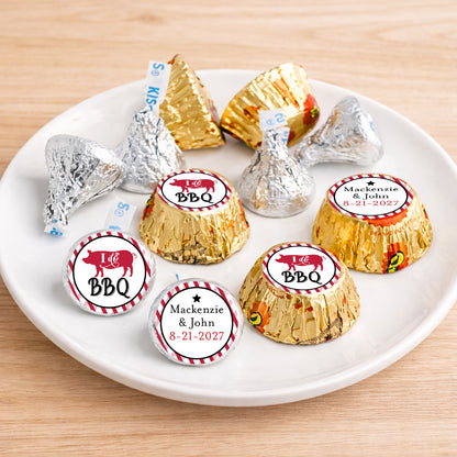 I Do BBQ Personalized Kisses & Reese's Candy Labels (Set of 100)