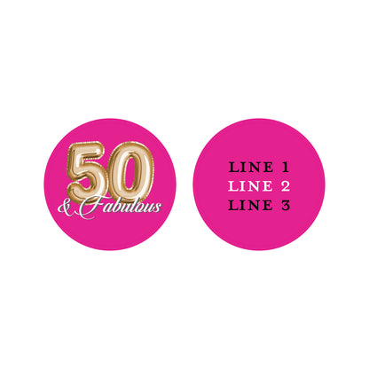 50 & Fabulous Balloon Personalized Kisses & Reese's Candy Labels (Set of 100)