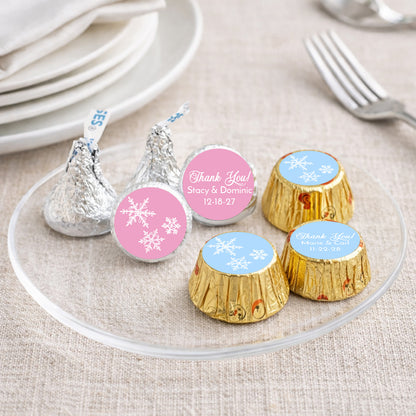 Snowflakes Personalized Kisses & Reese's Candy Labels (Set of 100)