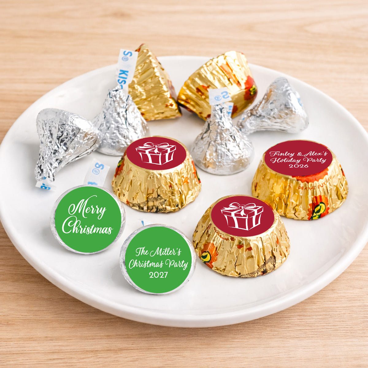 Holiday Personalized Kisses & Reese's Candy Labels (Set of 100)