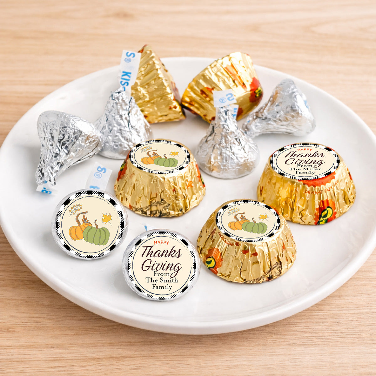 Happy Thanksgiving Personalized Kisses & Reese's Candy Labels (Set of 100)