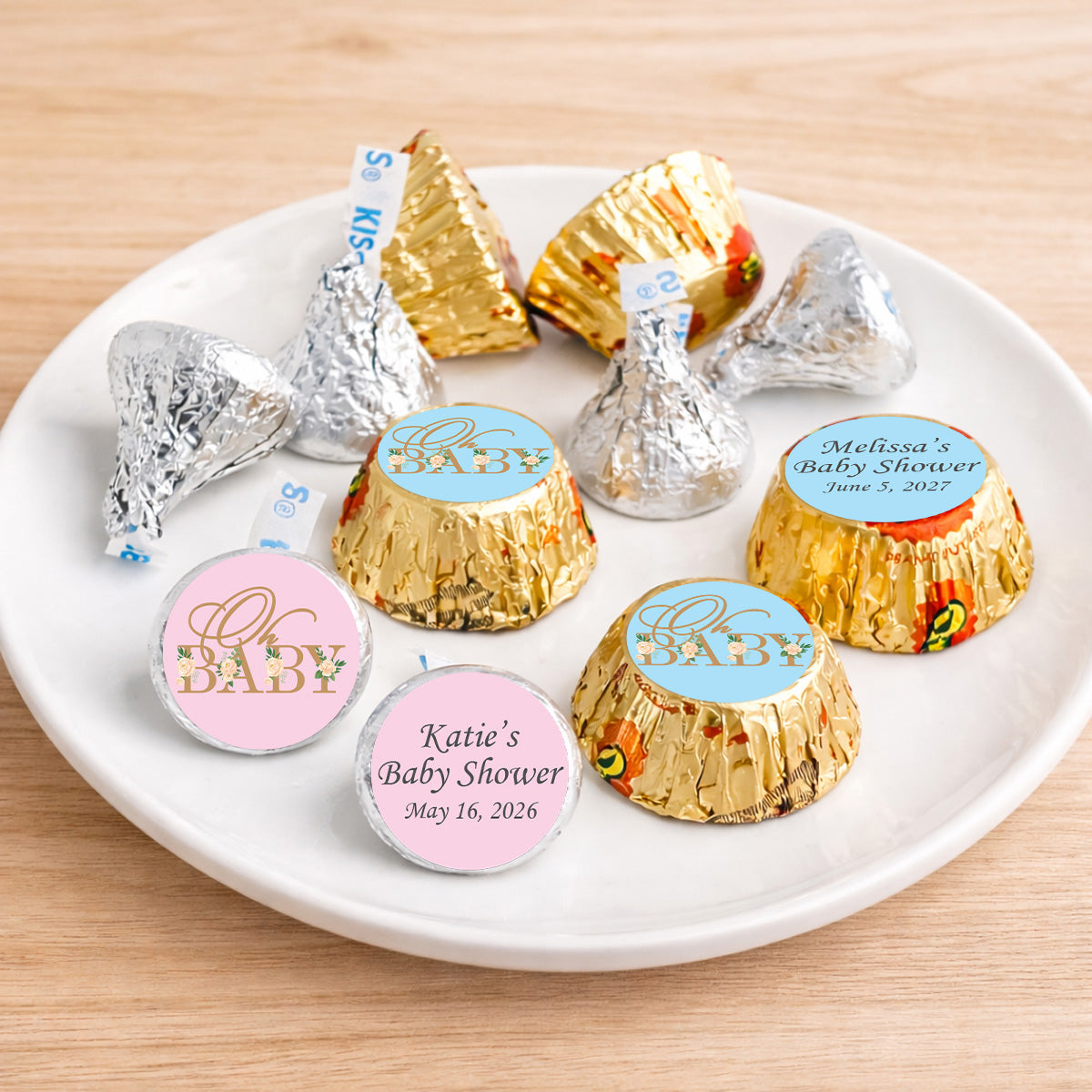 Oh Baby Personalized Kisses & Reese's Candy Labels (Set of 100)