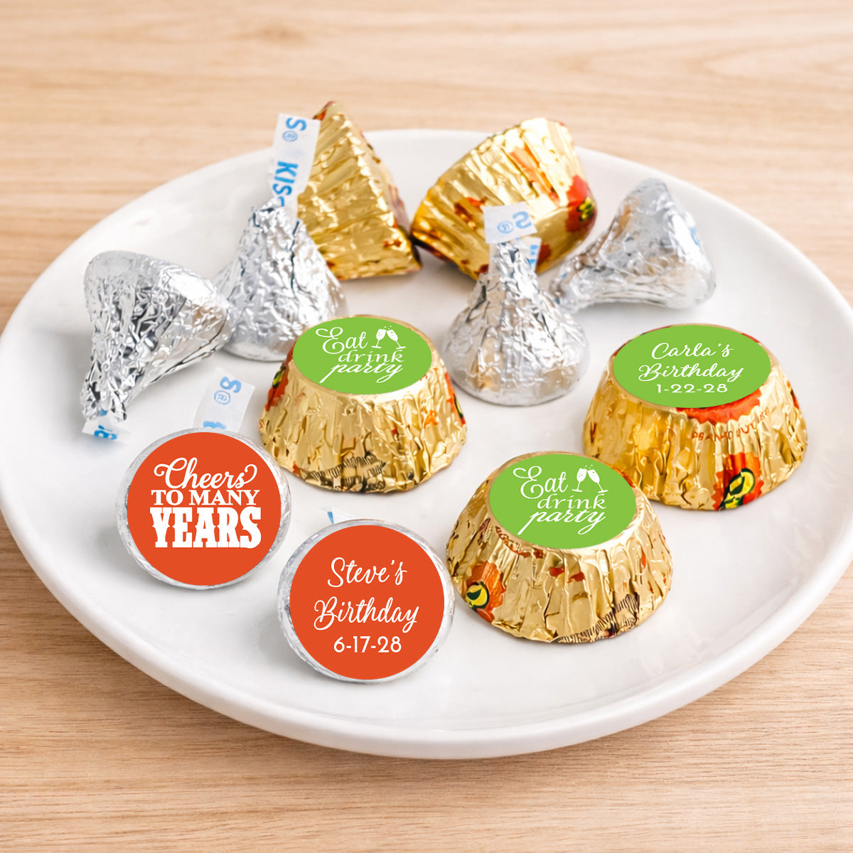 Adult Birthday Personalized Kisses & Reese's Candy Labels (Set of 100)