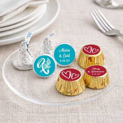 Wedding Personalized Kisses & Reese's Candy Labels (Set of 100)