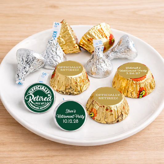 Retirement Personalized Kisses & Reese's Candy Labels (Set of 100)