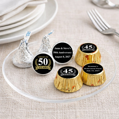 Cheers To Years Personalized Kisses & Reese's Candy Labels (Set of 100)