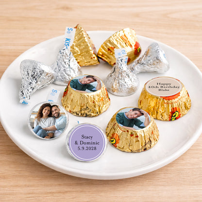 Classic Photo Personalized Kisses & Reese's Candy Labels (Set of 100)