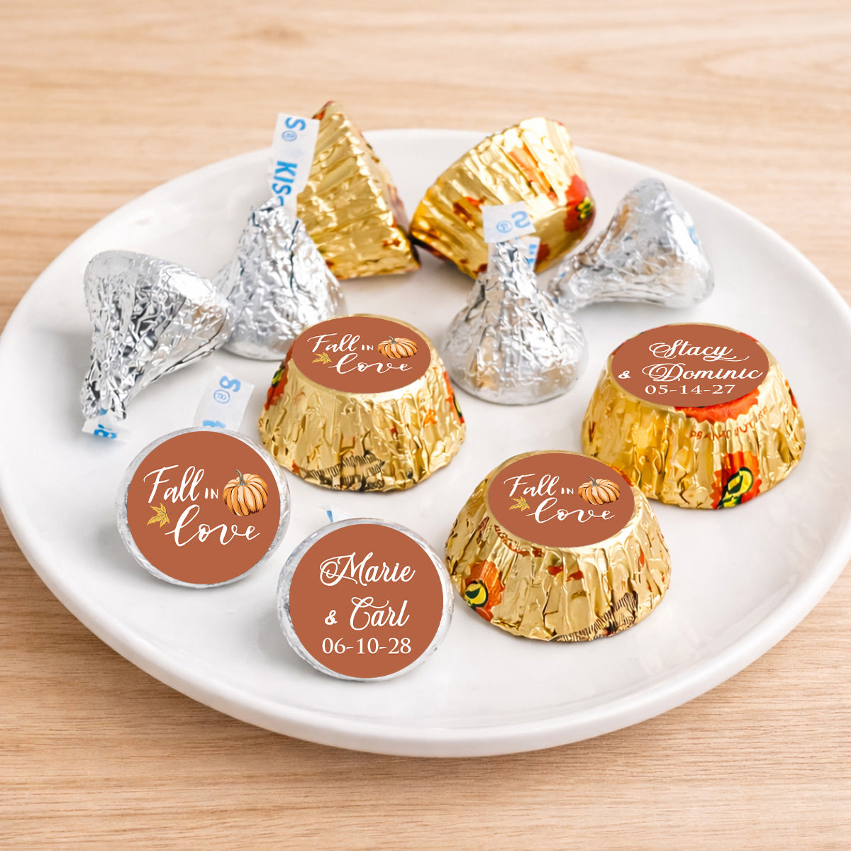 Fall In Love Pumpkin Personalized Kisses & Reese's Candy Labels (Set of 100)