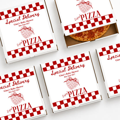 Special Delivery Baby Shower Personalized Pizza Boz (Set of 10)