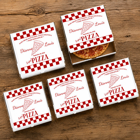 Wedding Personalized Pizza Boz (Set of 10)