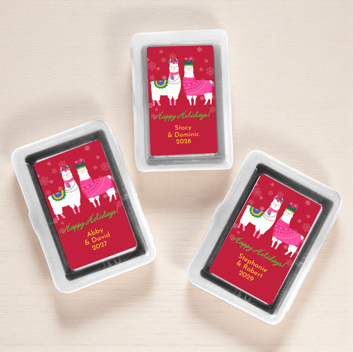 Holiday Llama Personalized Playing Cards (Set of 12)