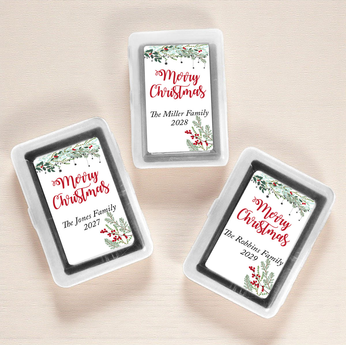 Merry Christmas Personalized Playing Cards (Set of 12)