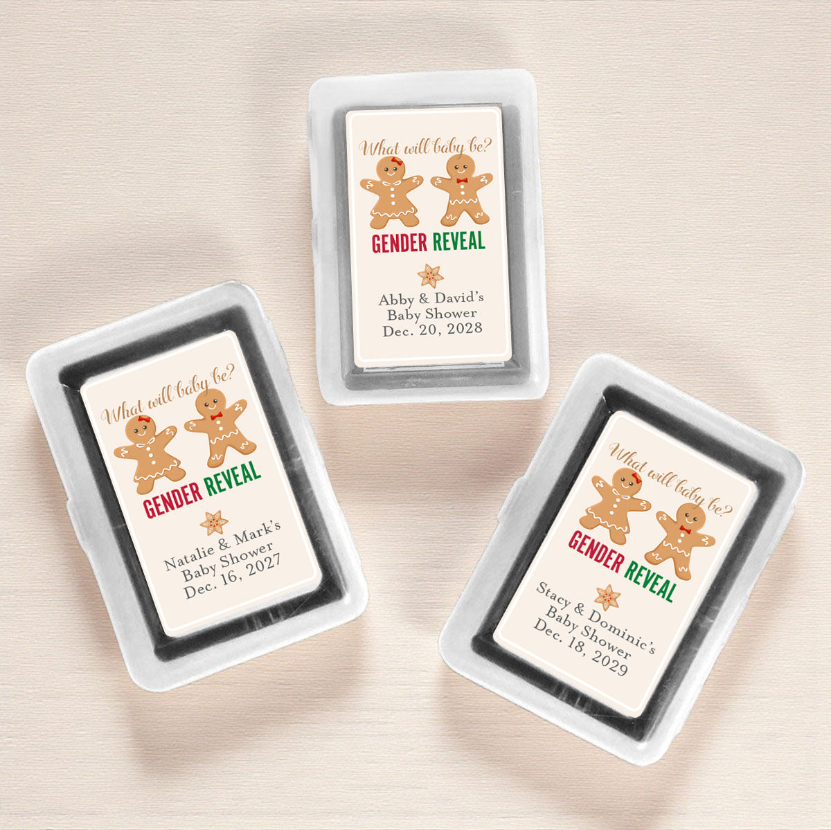 Gingerbread Gender Reveal Personalized Playing Cards (Set of 12)