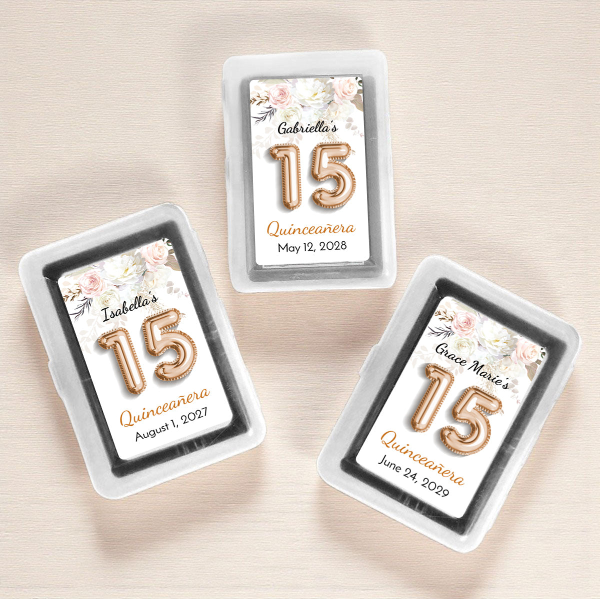 Quinceañera 15th Birthday Balloon Personalized Playing Cards (Set of 12)