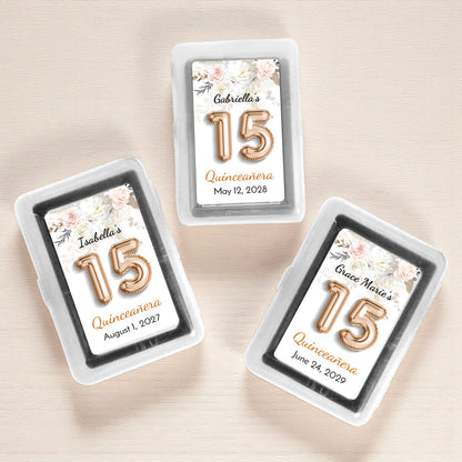 Quinceañera 15th Birthday Balloon Personalized Playing Cards (Set of 12)