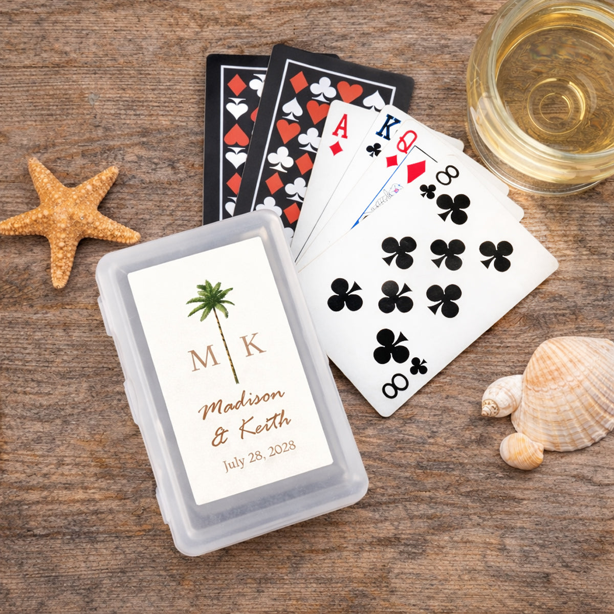 Palm Tree Monogram Personalized Playing Cards (Set of 12)