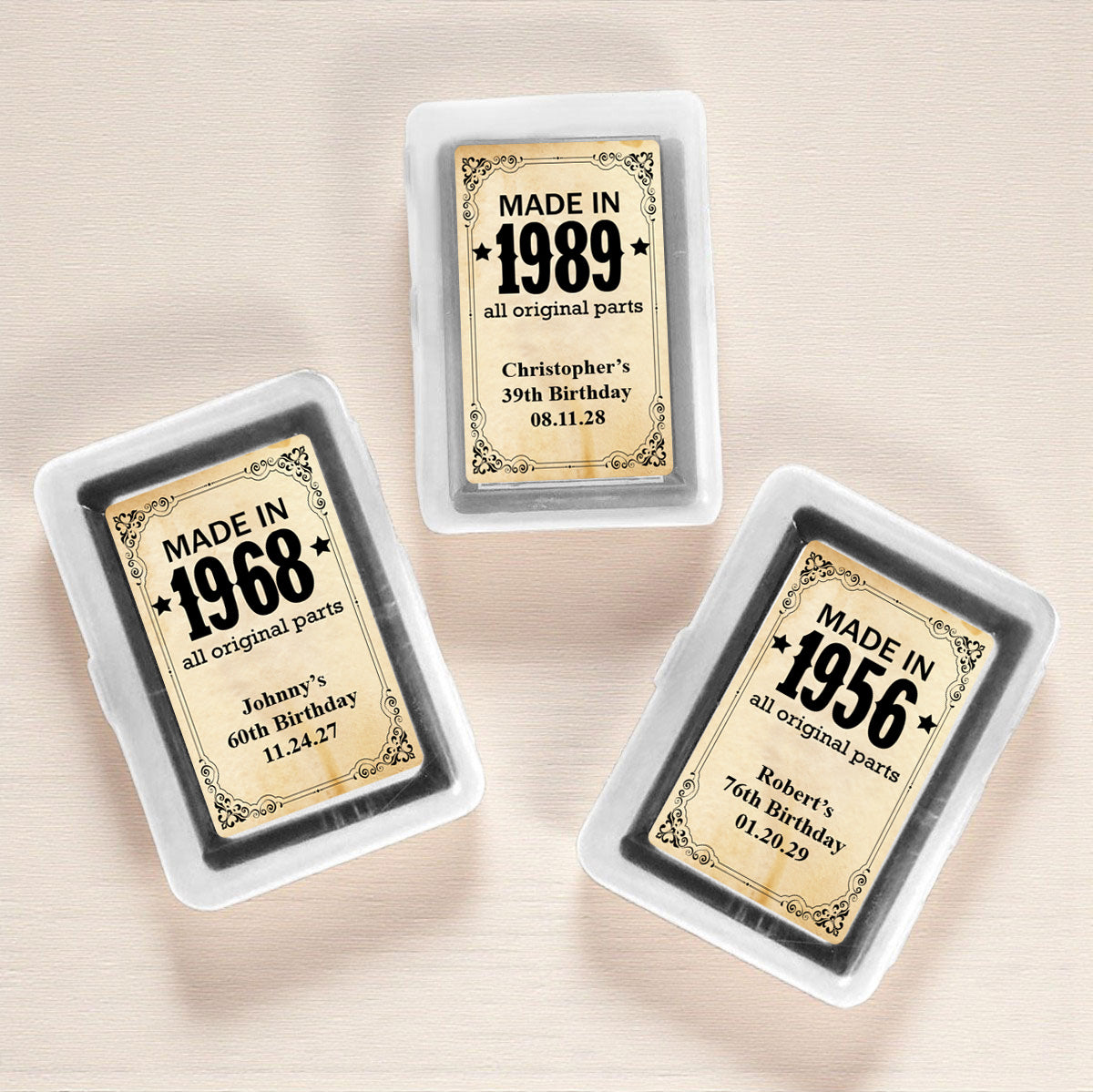 Made In Year All Original Parts Personalized Playing Cards (Set of 12)