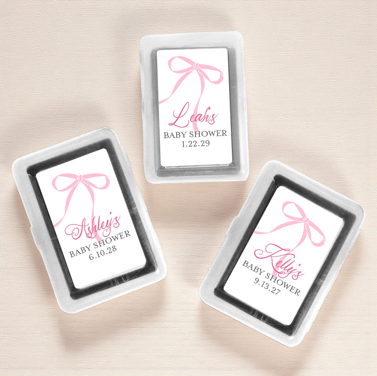 Pink Bow Baby Shower Personalized Playing Cards (Set of 12)