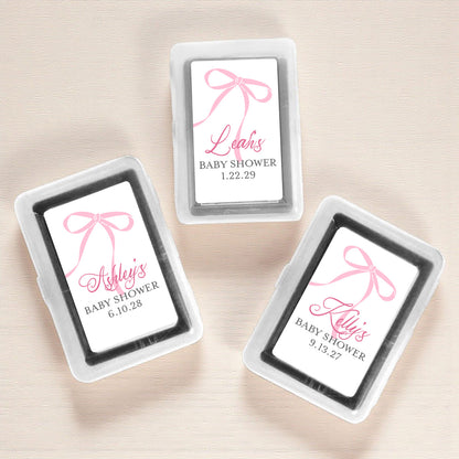 Pink Bow Baby Shower Personalized Playing Cards (Set of 12)