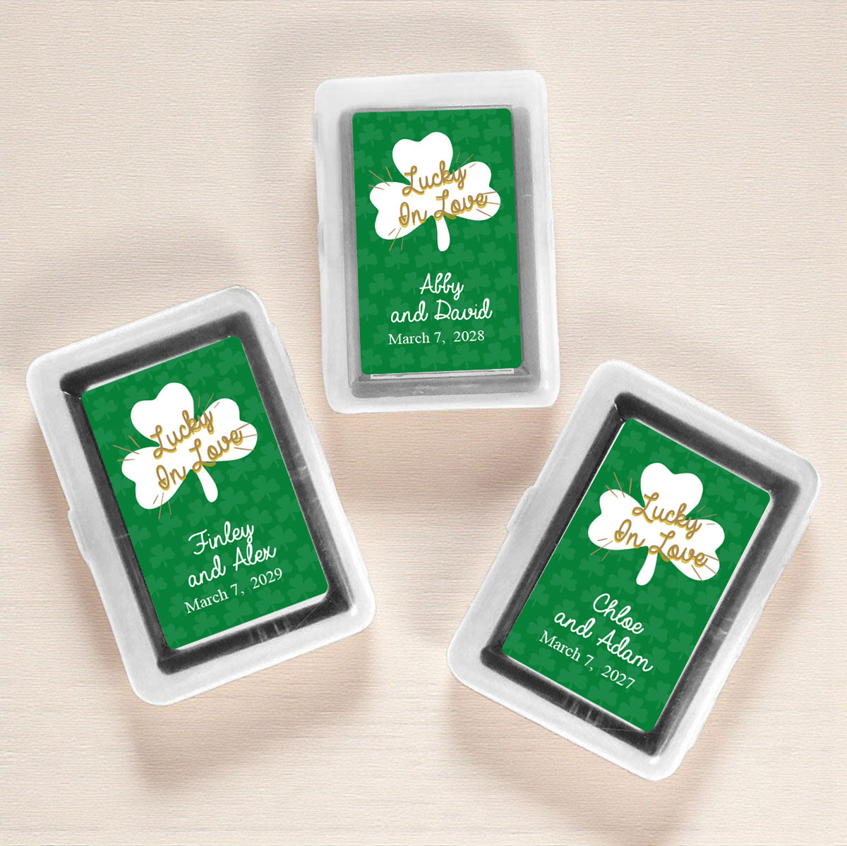 Lucky In Love Shamrock Personalized Playing Cards (Set of 12)