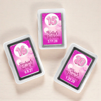 Pink Birthday Party Personalized Playing Cards (Set of 12)